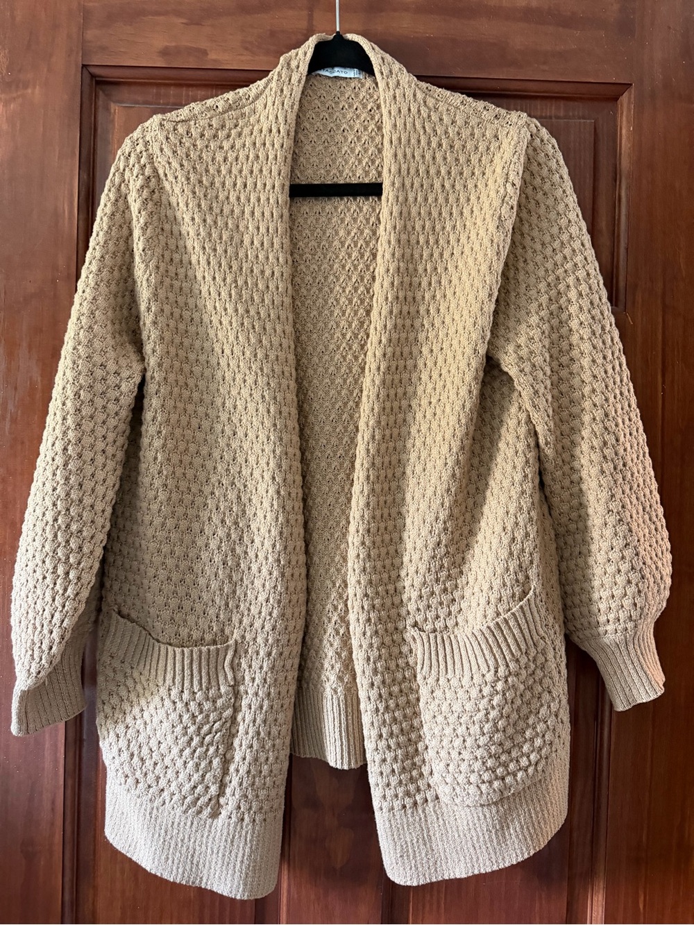 Staccato Taupe Open-Front Textured Cardigan